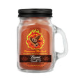 Scented Candle - Cinnamon Fireball in a glass jar with black lid, featuring a cinnamon stick and flames label, offering 22-hour odor-neutralizing burn.