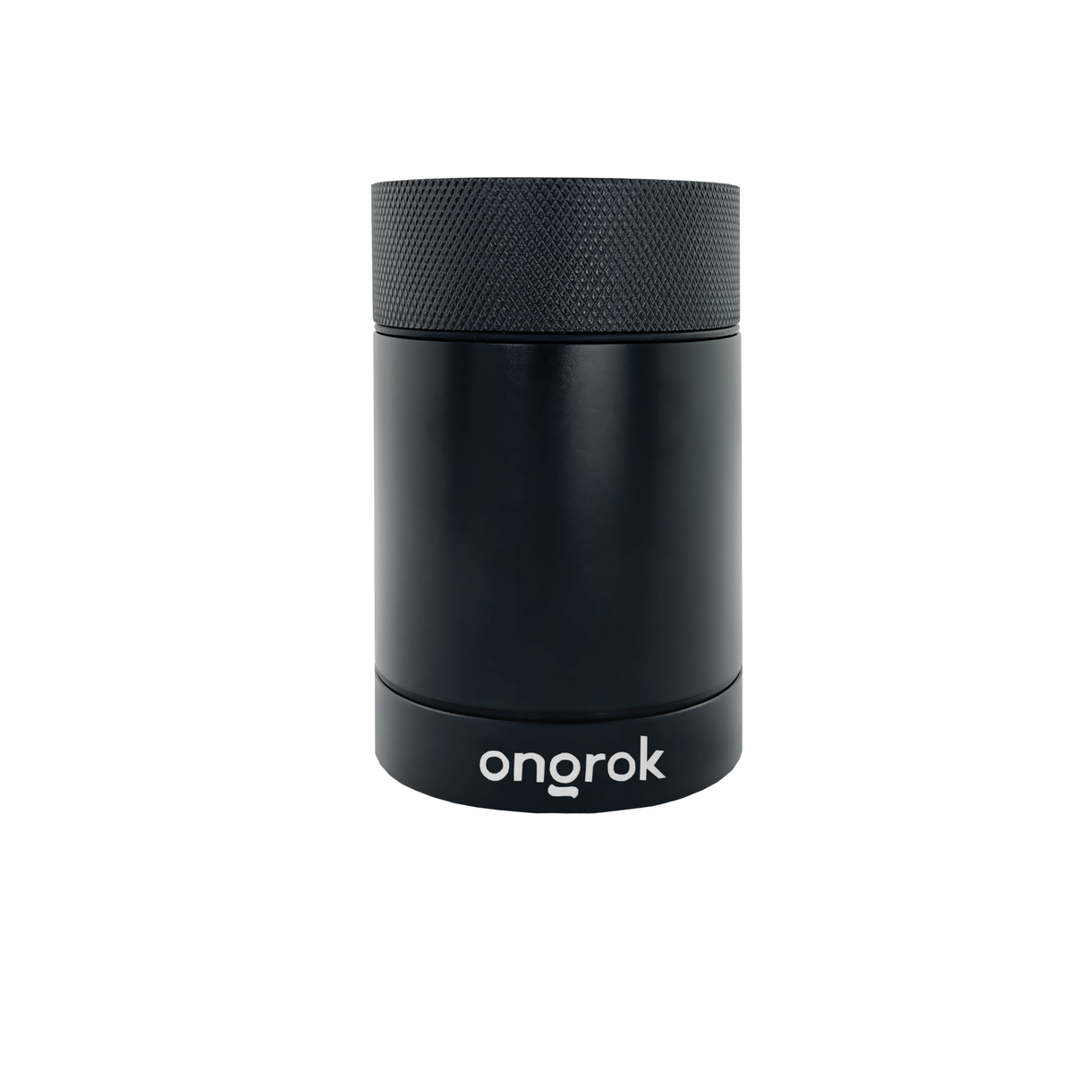 Aluminum Storage Jar with airtight black cylindrical design, featuring a screw-on cap and discreet white logo, ideal for preserving freshness and securing contents.