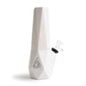 9.5 Ceramic Hexagon Bong with angular design, featuring a white body and glass tube, inspired by modern architecture for a stylish smoking experience.