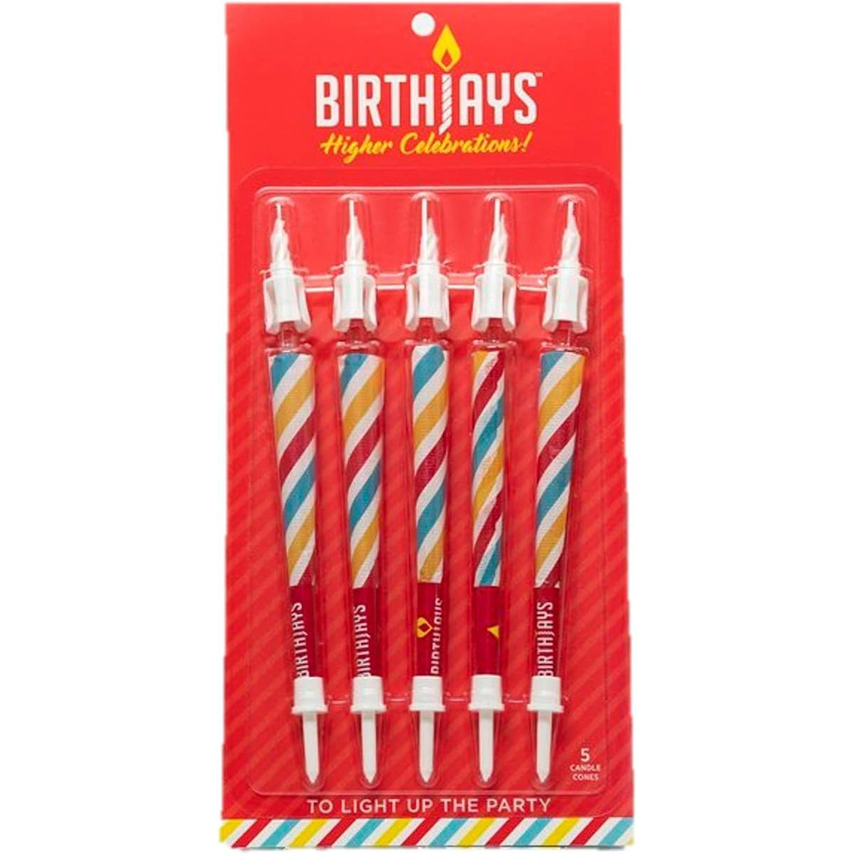 BirthJay - 5 units: Pre-rolled joint birthday candles designed for cannabis enthusiasts, offering a creative, fun way to celebrate special occasions with style and personalization.