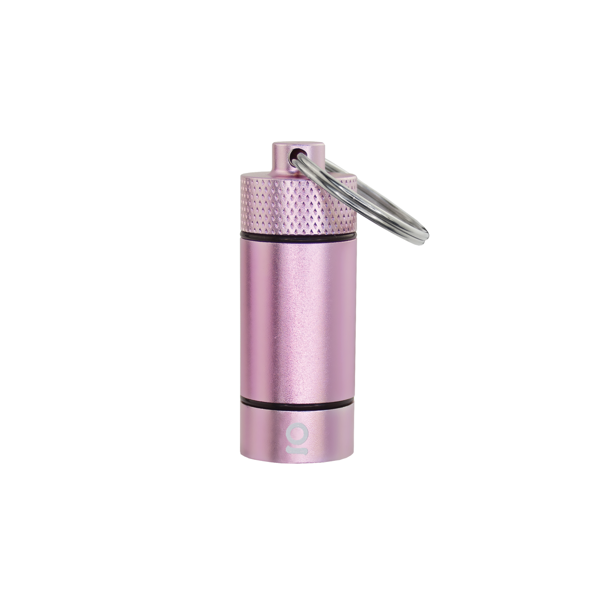 Rose Gold Small Storage Key Chain: Airtight, waterproof keychain tube with screw-on cap and O-ring seal, made from durable aluminum, perfect for travel and discreet storage.