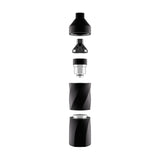 AERIS Portable E-Rig Kit: sleek black and silver design, compact for portability. Includes swappable battery, magnetic mouthpiece, and dab tool for efficient dabbing.