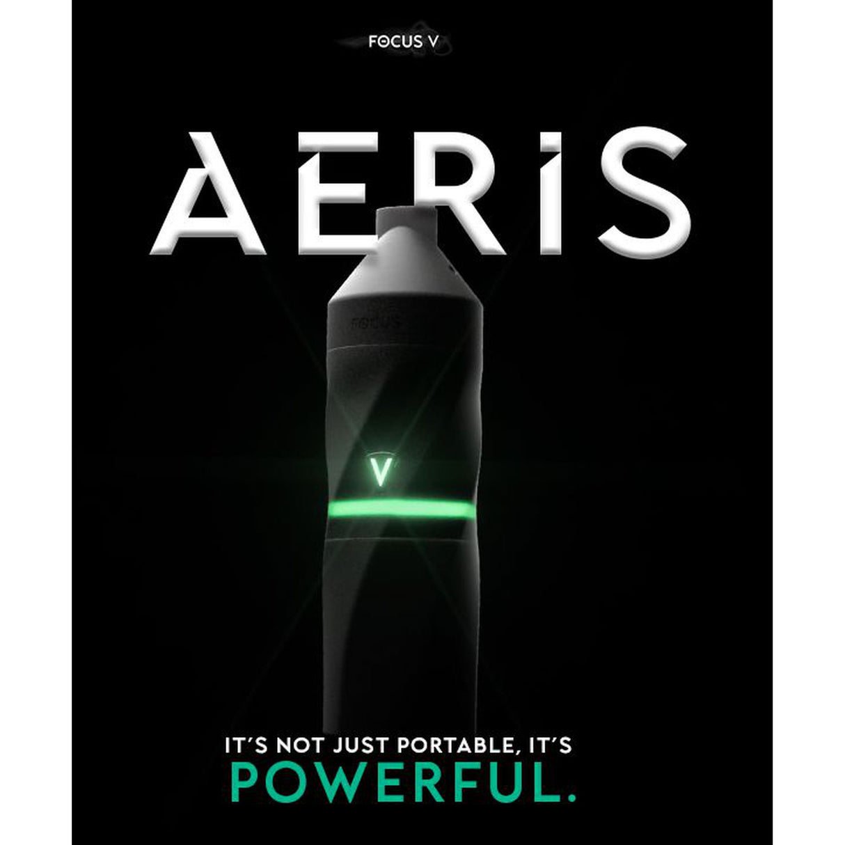 AERIS Portable E-Rig Kit, featuring a sleek black design with green light accents and a logo close-up, ideal for convenient, powerful dabbing.