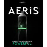 AERIS Portable E-Rig Kit, featuring a sleek black design with green light accents and a logo close-up, ideal for convenient, powerful dabbing.