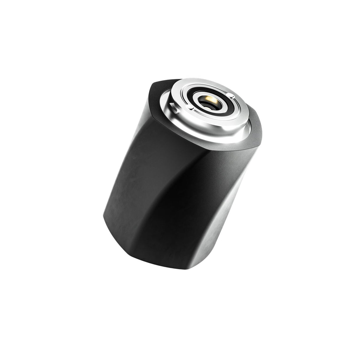 AERIS Swappable Battery, a black and silver cylindrical device with a round center, designed for easy battery swaps and USB-C charging.