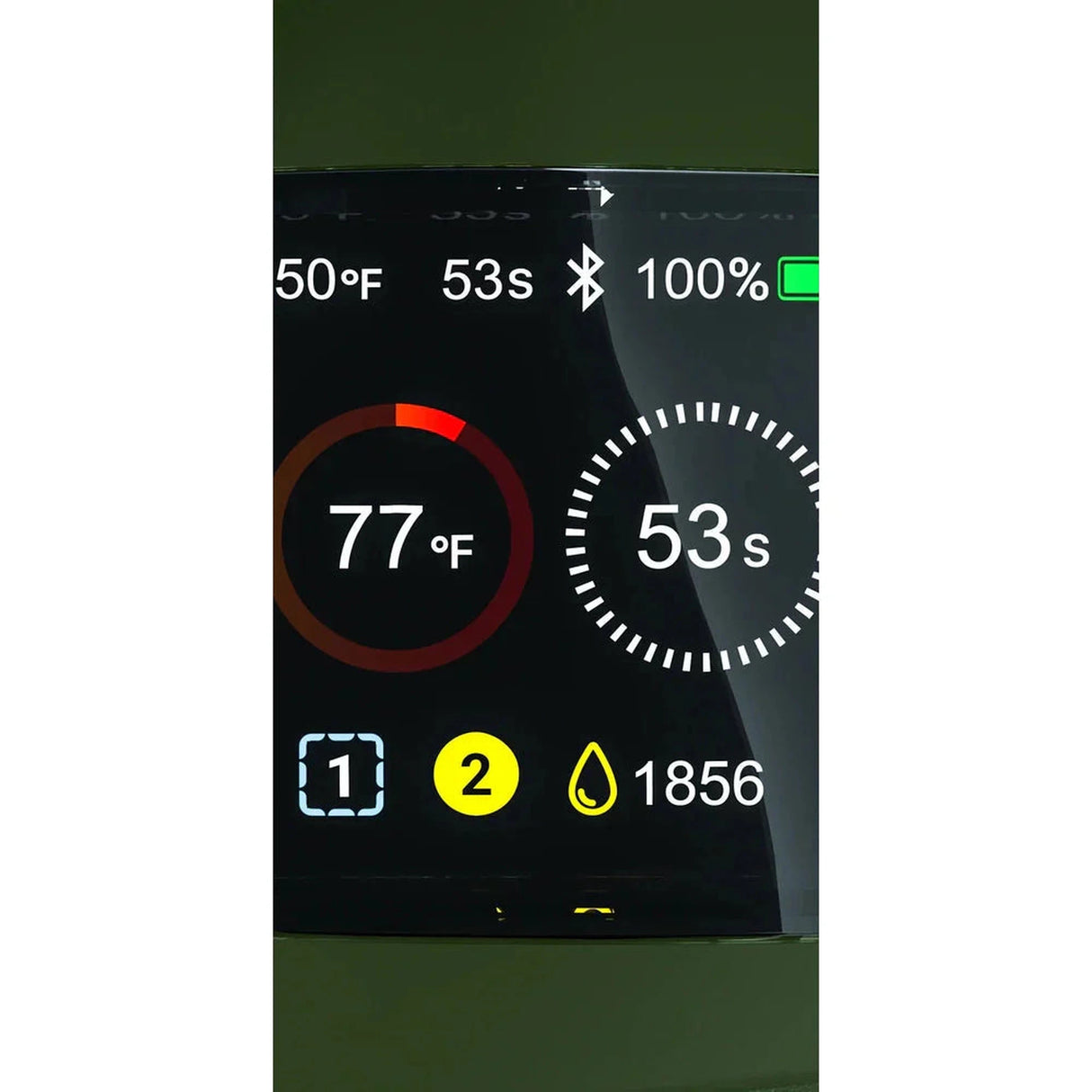 CARTA 2 Smart Electric Dab Rig with OLED screen, displaying temperature and battery info, featuring advanced atomizer for efficient vaporization and optimized airflow.