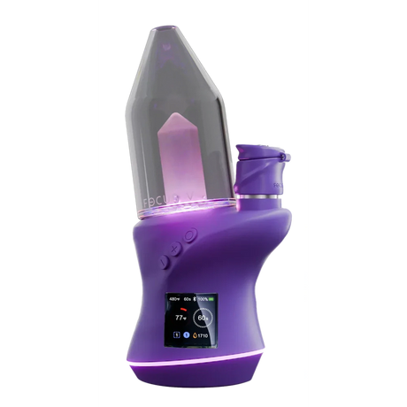 CARTA 2 Smart Electric Dab Rig with OLED screen and clear glass tube, showcasing advanced features for efficient vaporization and real-time feedback.