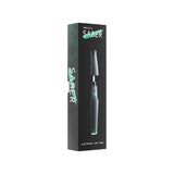 Saber Electric Dab Tool on a black box, featuring ergonomic design, USB-C charging, LED spotlight, and interchangeable tips for versatile use.