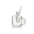 Bubbler - Coffee Mug: Glass mug with integrated pipe and handle, designed as a discreet bubbler, offering a smooth smoking experience.