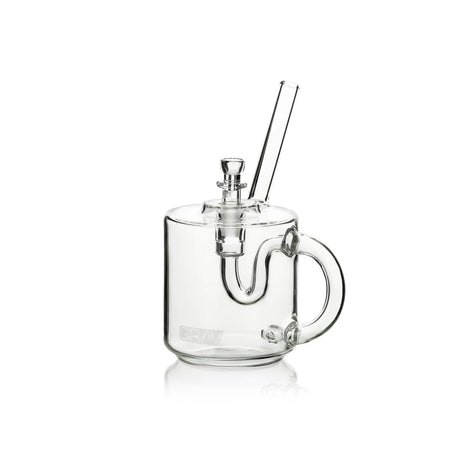 Bubbler - Coffee Mug: Glass mug with integrated pipe and handle, designed as a discreet bubbler, offering a smooth smoking experience.