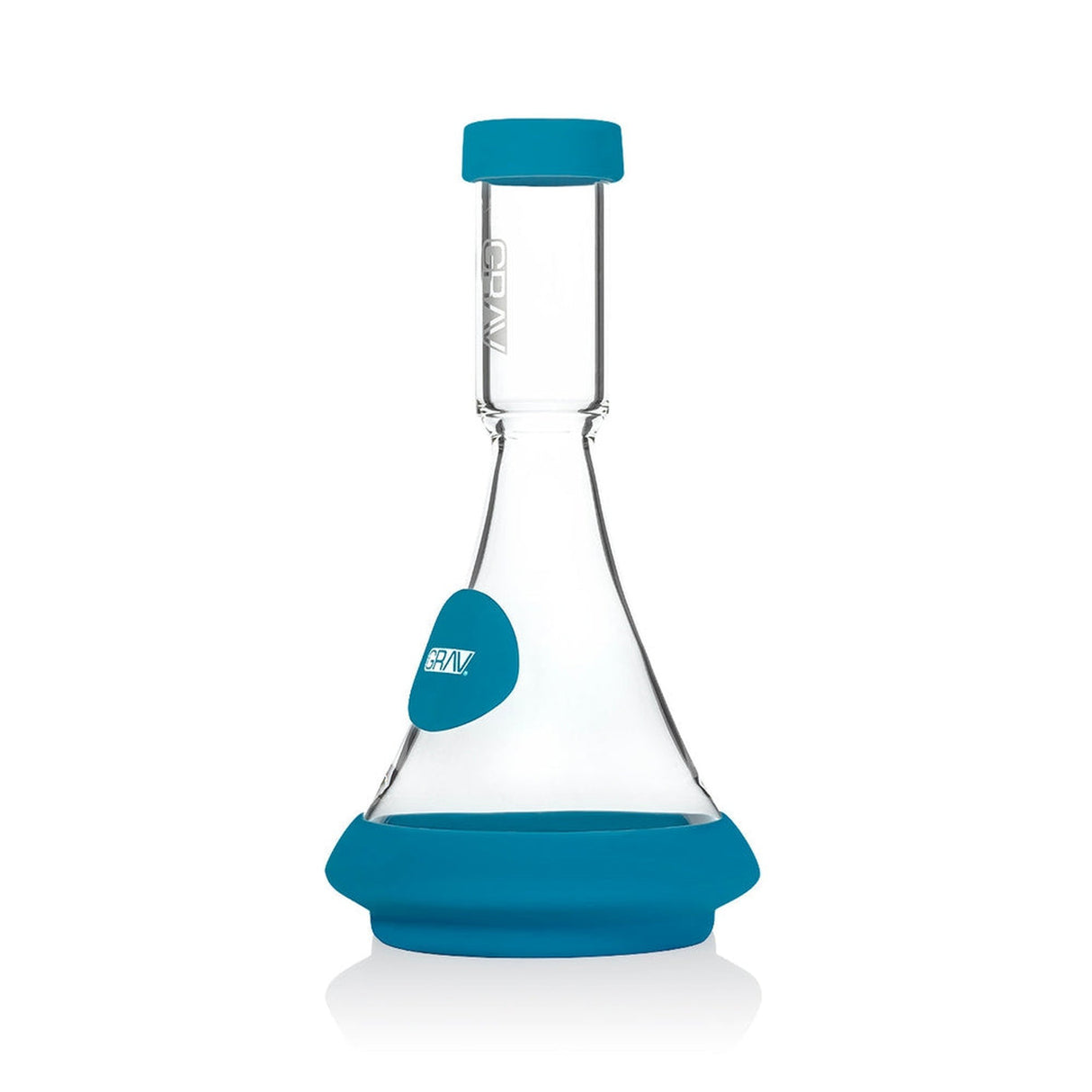 Deco Glass Beaker Base Bong with Silicone Cover, showcasing a classic beaker design with protective blue silicone elements for durability and easy maintenance.