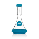 Deco Glass Beaker Base Bong With Silicone Cover, featuring a classic beaker shape, blue lid, and protective silicone components for enhanced durability and easy maintenance.