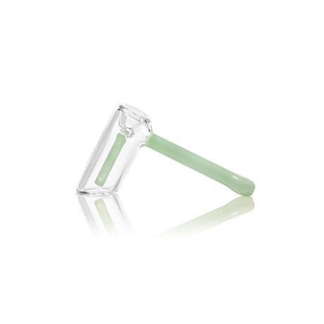 Glass Bubbler - Mini Hammer: A compact, stable glass pipe designed for smooth hits, featuring a sturdy base and efficient fission downstem for solo use.