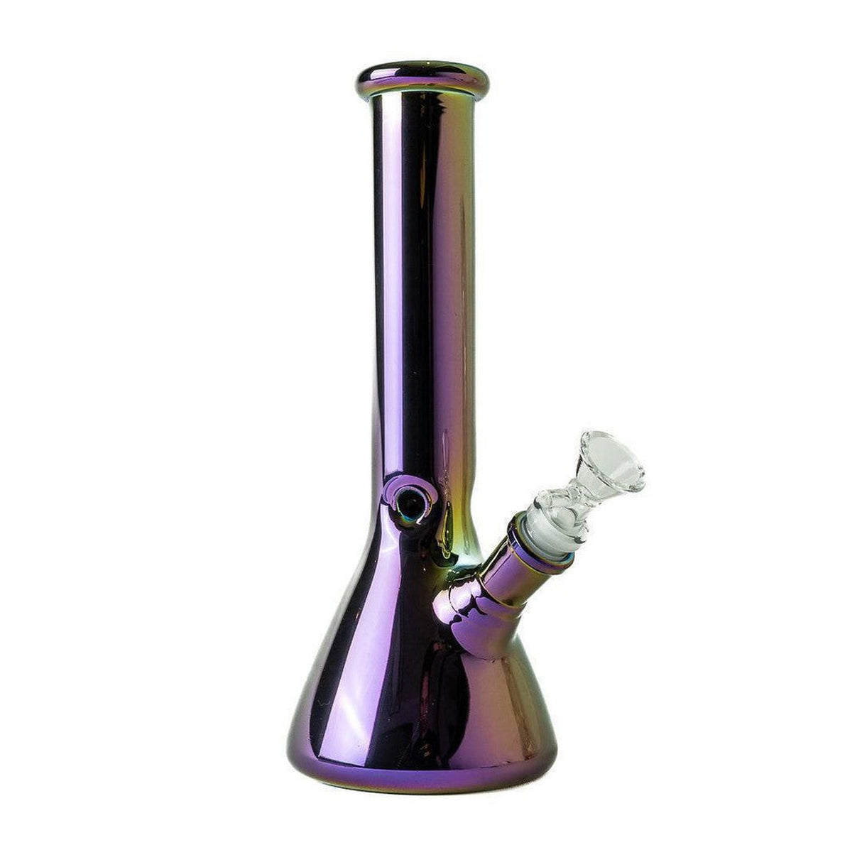 10 Glass Beaker Bong - Color Collection, featuring a sleek, shiny purple design with a sturdy glass tube, ideal for enhanced smoking experiences.