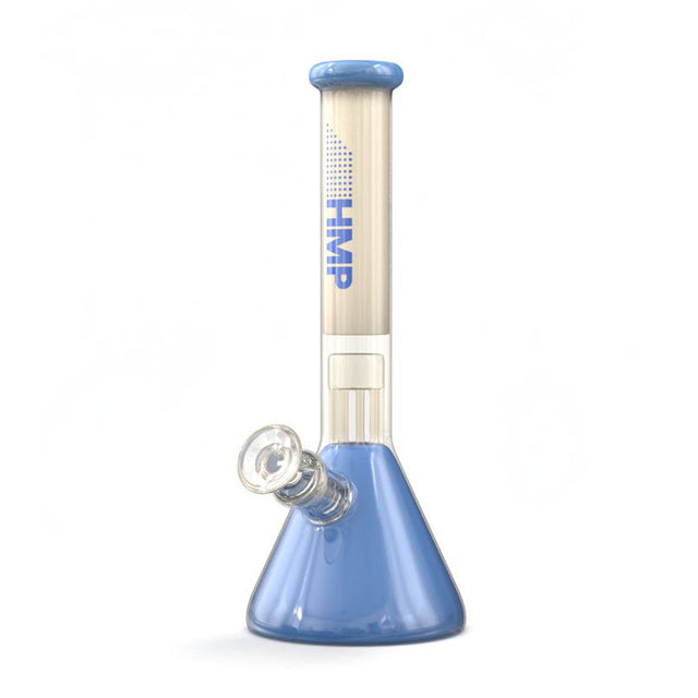 11 Glass Beaker Bong with Perc features blue liquid and milk glass, showcasing stunning aesthetics and precision percolation for smooth smoking experiences.