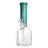 12 Glass Hexagon Bong - Heavy Duty features a transparent glass design with a distinct green tube, showcasing its hexagonal base for enhanced stability and superior smoking performance.