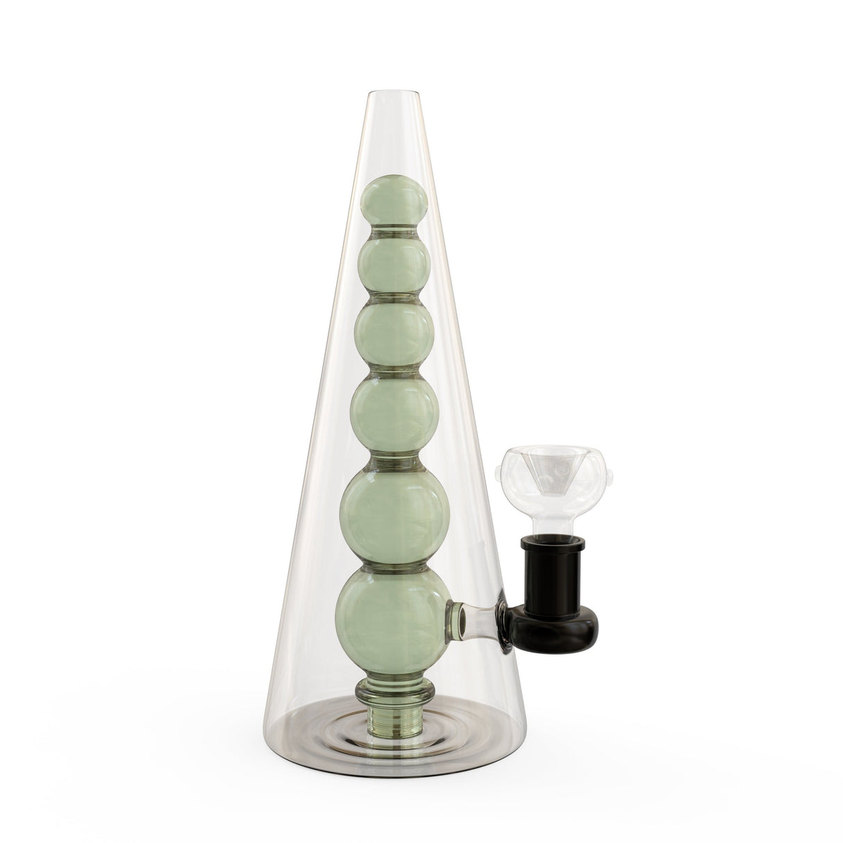 12 Glass Pyramid Bong - Lava-Lamp features a cone shape with bulb accents, inspired by a lava lamp, designed to enhance smoking with reduced splashback.