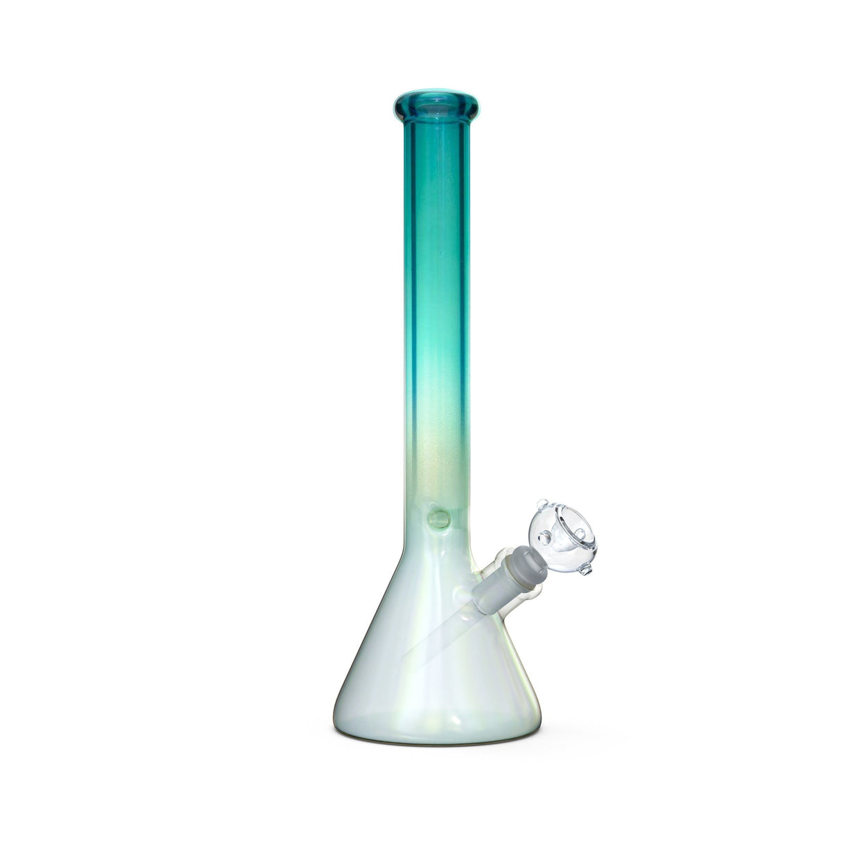 16 Glass Beaker Bong - Heavy Duty - Rainbow, featuring a durable borosilicate glass design with a beaker base and integrated ice pinch for smoother hits.