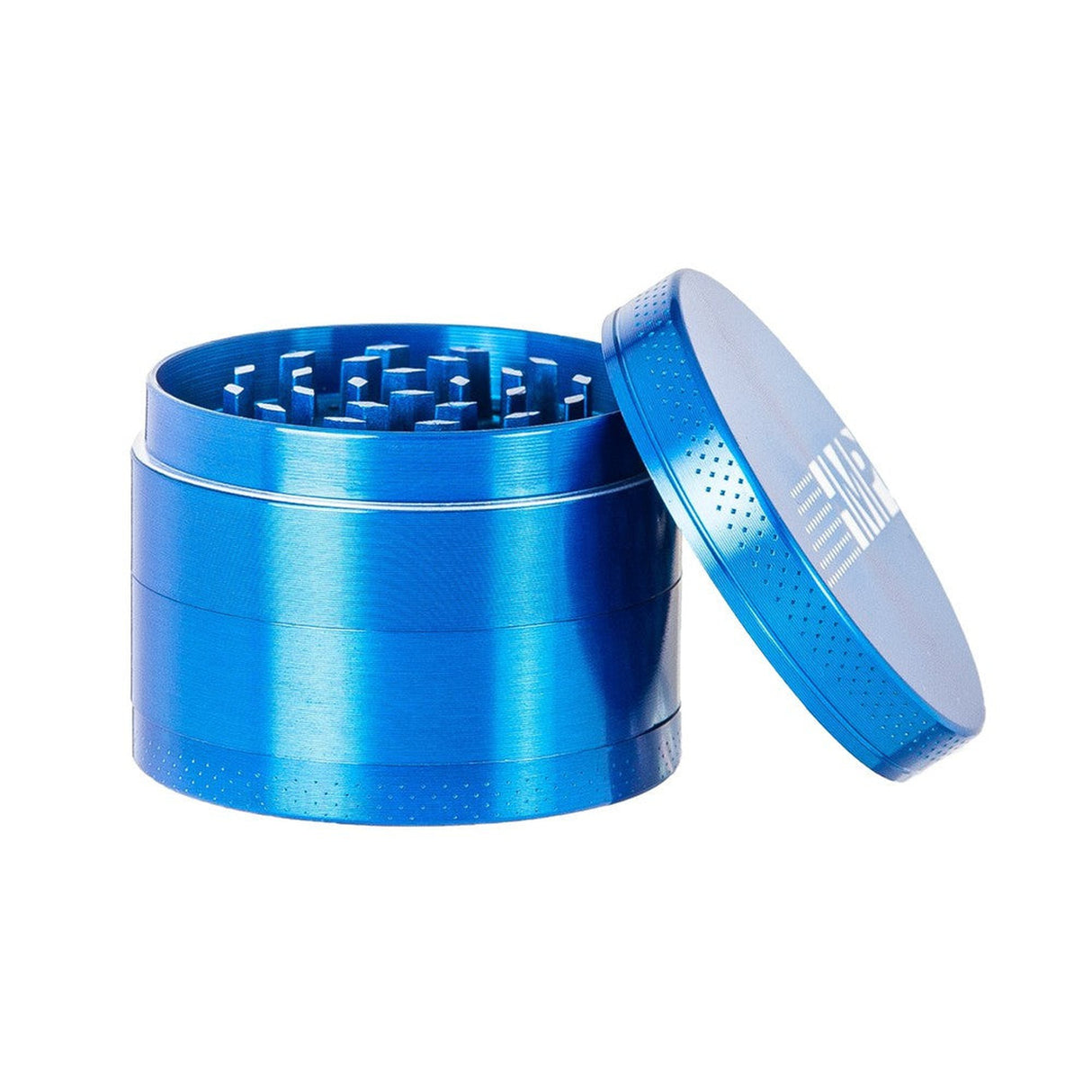 4pcs Metal 2.2 Magnetic Grinder with magnetic lid and kief catcher, featuring a cylindrical design ideal for efficient herb grinding and storage.