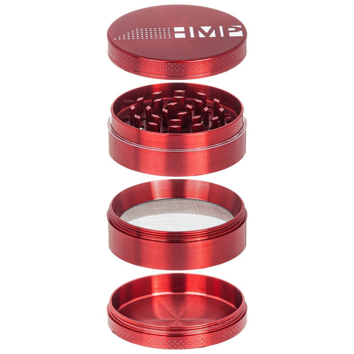 4pcs Metal 2.5 Magnetic Grinder, showcasing layered design with mesh lid and magnetic cap, ideal for efficient herb grinding and storage.