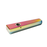 Gemstone Pipe featuring a colorful rectangular design with a hole, showcasing a close-up of its removable mesh bowl for enhanced smoking experience.