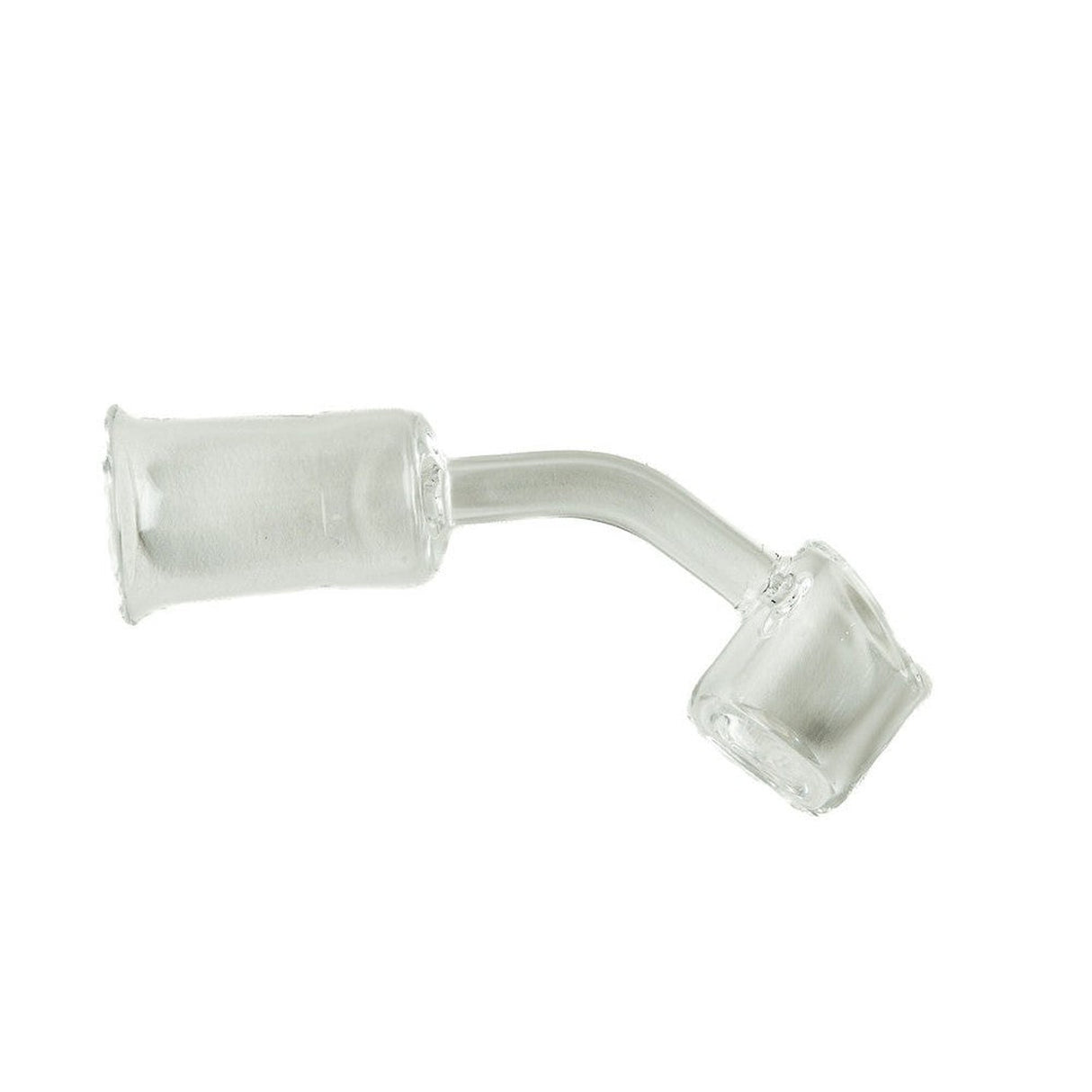 Quartz Banger - 45 Degree: Clear glass banger with 22mm bucket and 14mm female joint, designed for use with waterpipes or dab rigs.