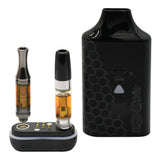 DUO Cartridge 510 Thread Battery featuring a black device with dual tubes, designed for dual 510 cartridges, showcasing a sleek, versatile vape battery.