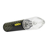 HRB Premium Dry Herb Vaporizer showcasing a sleek design with a black and yellow pen-like appearance, emphasizing its advanced features and versatile mouthpiece options.