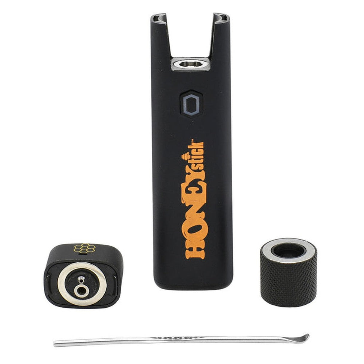 Pocket Plasma Dab Pen & 510 Thread Battery, a compact black device with a yellow logo, features dual functionality for wax concentrates and 510 cartridges.