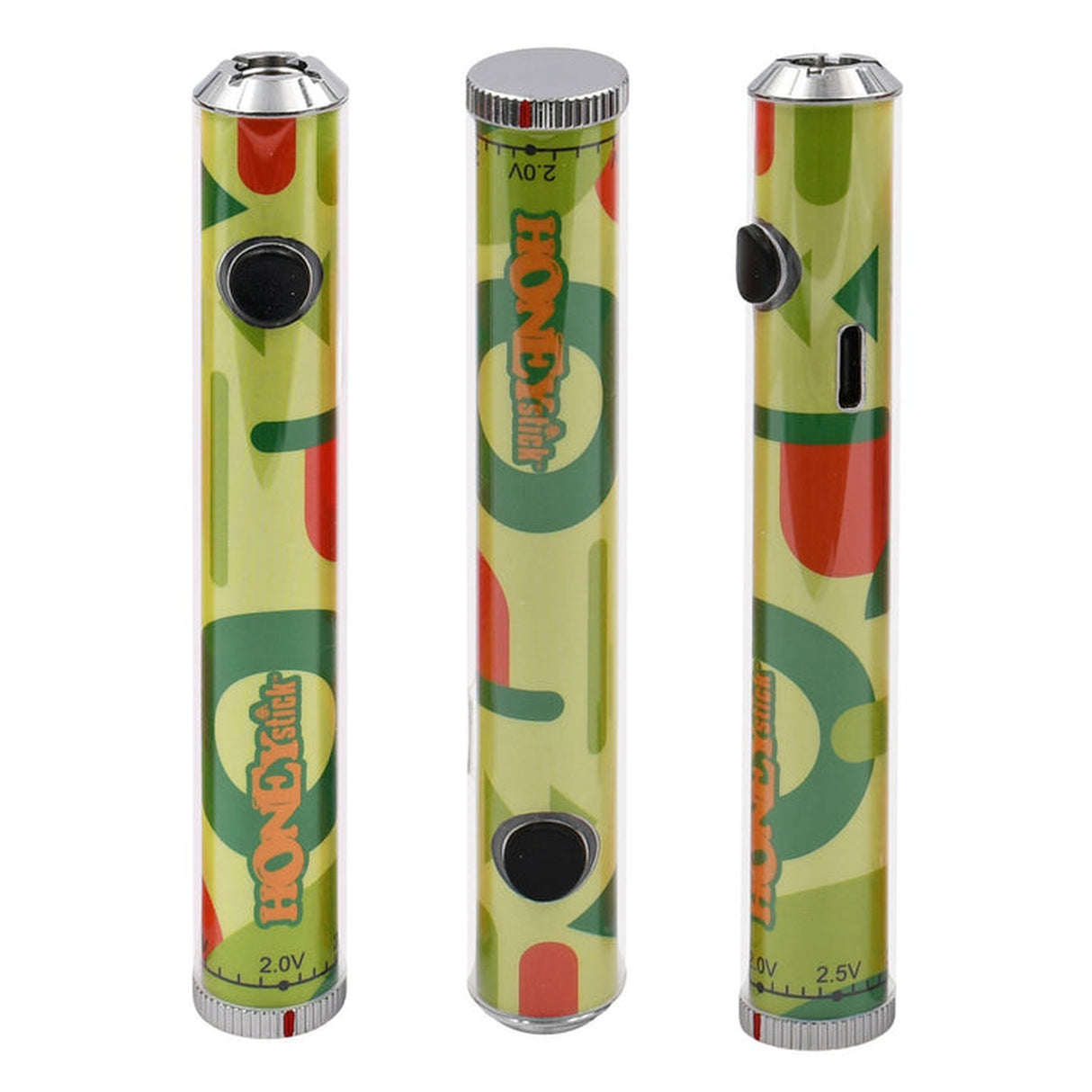 Twist 510 Thread Battery Push-Button & AutoDraw, close-up of cylindrical design, highlighting dual activation, twist voltage adjustment, and USB-C charging port.