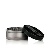 4pcs Aluminum 2.5 Solid Body Grinder with Storage, featuring a metal grinder with a secure black lid, designed for efficient herb grinding and storage.