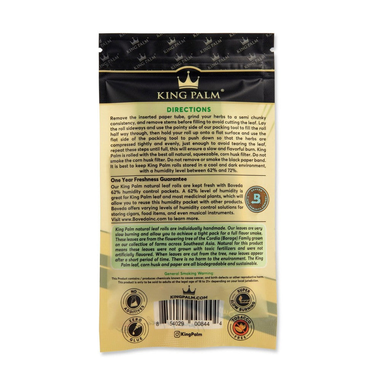 Mini Pre-Rolled Cones (5 pack) - Carton of 15; close-up of packaging, highlighting the barcode and brand logo, designed for smoking dry herbs.