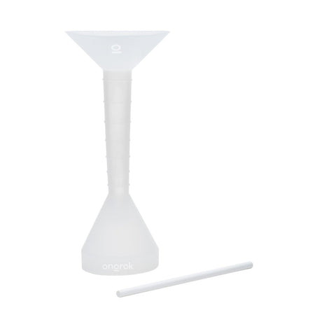 Silicone Cone Loader - King Size, featuring a white funnel and stick, designed for easy, precise pre-roll filling with a translucent body and measuring guide.