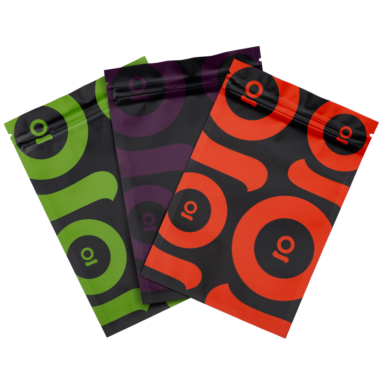 Smell Proof Color-Coded Mylar Bag - Medium - 24 Pack displayed with colorful designs, showcasing its durable, resealable, and waterproof features for secure storage.