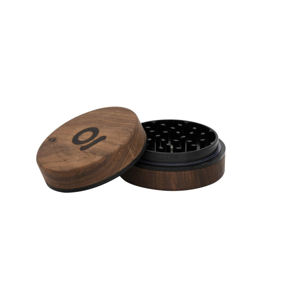 2pcs Metal 3 Magnetic Grinder, featuring a wooden design with a black lid, deep chambers, and triangular teeth for efficient herb grinding and storage.