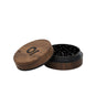 2pcs Metal 3 Magnetic Grinder, featuring a wooden design with a black lid, deep chambers, and triangular teeth for efficient herb grinding and storage.