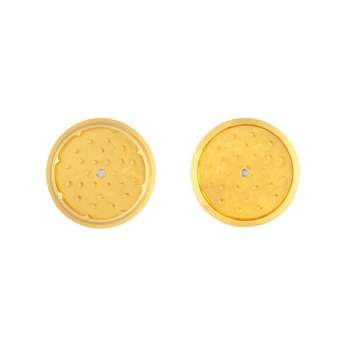 2pcs Metal 3 Magnetic Grinder, featuring a close-up view of its intricately designed circular structure with a durable aluminum build for efficient herb grinding.