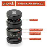 4pcs Aluminum 2.6 EZ Grinder with round lid, featuring precision triangular teeth and deep chambers for herb storage. Ideal for consistent grinding and convenience.