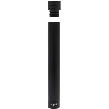 Aluminum Doob Tube with a black cylindrical body and white cap, designed for smell-proof herb storage, crafted from durable aircraft-grade aluminum.