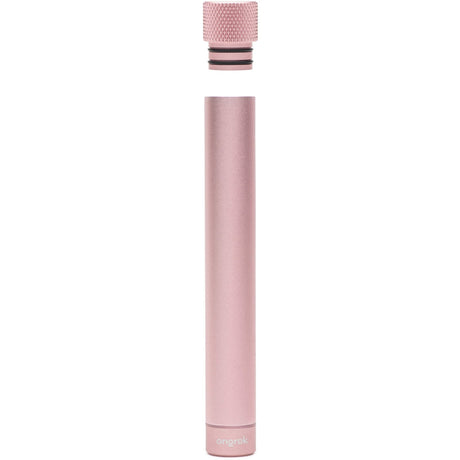 Aluminum Doob Tube, cylindrical with cap, crafted from durable aluminum, designed for smell-proof storage of herbs, featuring easy access and removable bottom cap for cleaning.