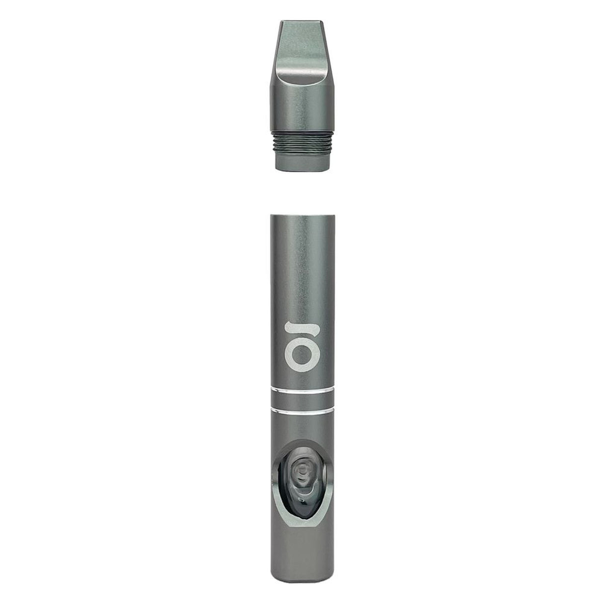 Close-up of the ONGROK Aluminum Hash Pipe, showcasing its durable metal construction and sleek one-hitter design, ideal for meditative smoking sessions.