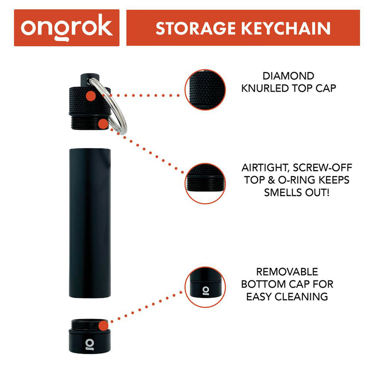 Aluminum Smell-Proof Storage Keychain, featuring a sleek cylindrical design, ideal for discreetly storing consumables. Made from durable 6061 aircraft-grade aluminum for secure, odor-free storage.