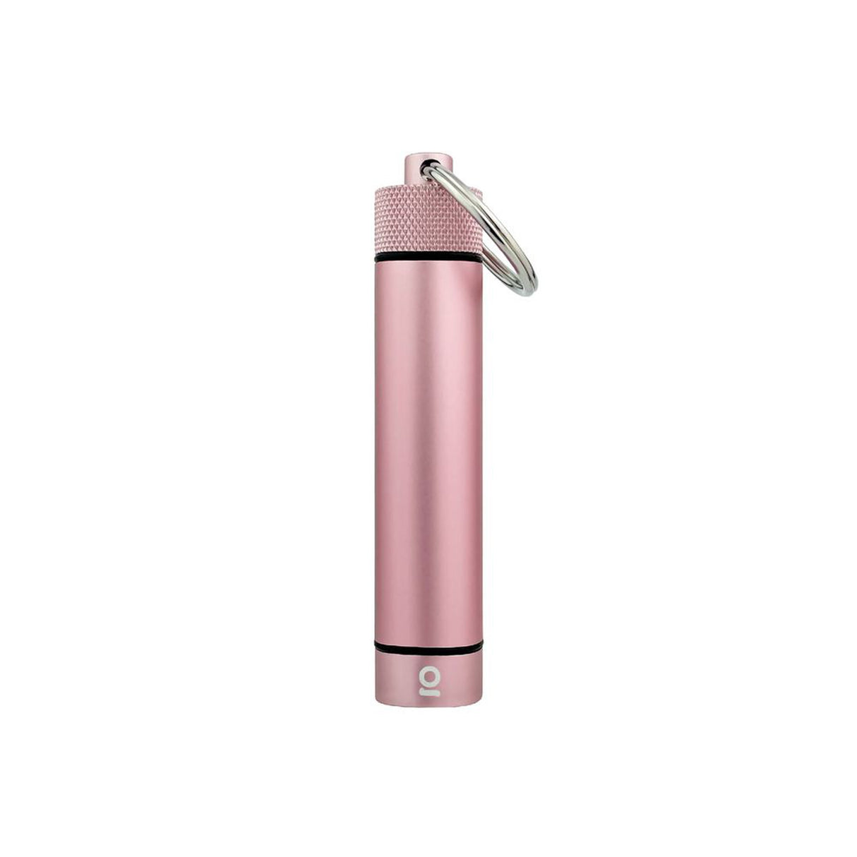 Aluminum Smell-Proof Storage Keychain, cylindrical design with ring, expertly crafted for secure, discreet storage of herbs or capsules, featuring a removable bottom cap for easy cleaning.