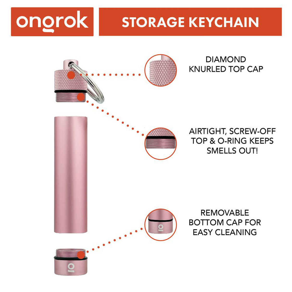 Aluminum Smell-Proof Storage Keychain, compact, durable, and discreet, designed for secure consumable storage with a removable bottom cap for easy cleaning.