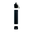 Aluminum Smell-Proof Storage Keychain: black tube with a ring, designed for discreet, durable storage of consumables like herbs or capsules, odor-proof and compact.