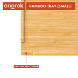 Bamboo Wood Tray - Small: Close-up of a natural bamboo tray featuring minimalist compartments and a sleek design, ideal for versatile use and organization.