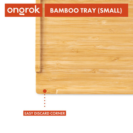 Bamboo Wood Tray - Small: Close-up of a natural bamboo tray featuring minimalist compartments and a sleek design, ideal for versatile use and organization.