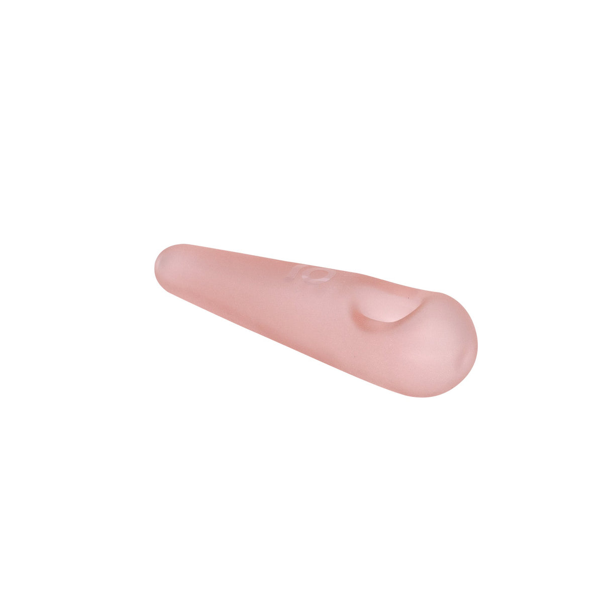 Glass Pipe - Frosted Teardrop Spoon, a sleek pink silicone thumb rest, close-up view, emphasizing its elegant design and durability for discerning smokers.