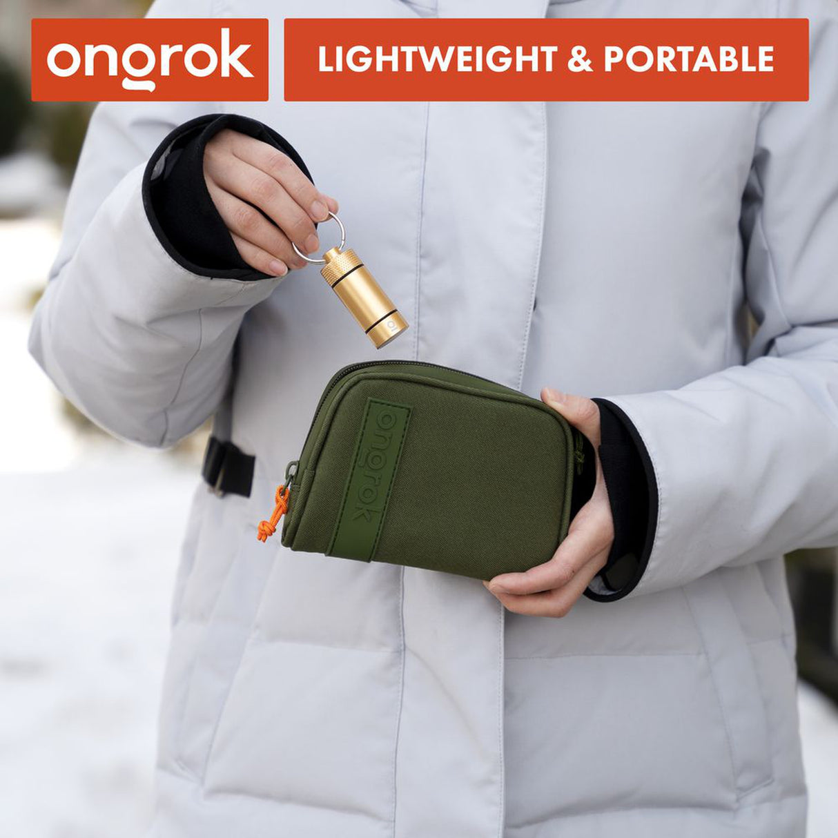 Person holding the Smell Proof Water-Resistant Wallet, showcasing its compact design and keychain attachment, ideal for odor-free, secure storage.