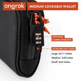 Smell Proof Water-Resistant Wallet with combination lock, features elastic compartments and durable poly fabric, designed for secure, odor-absorbing storage.